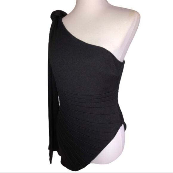 Brandon Maxwell Pebble Crepe One Shoulder Top 10 NWT - Picture 7 of 11